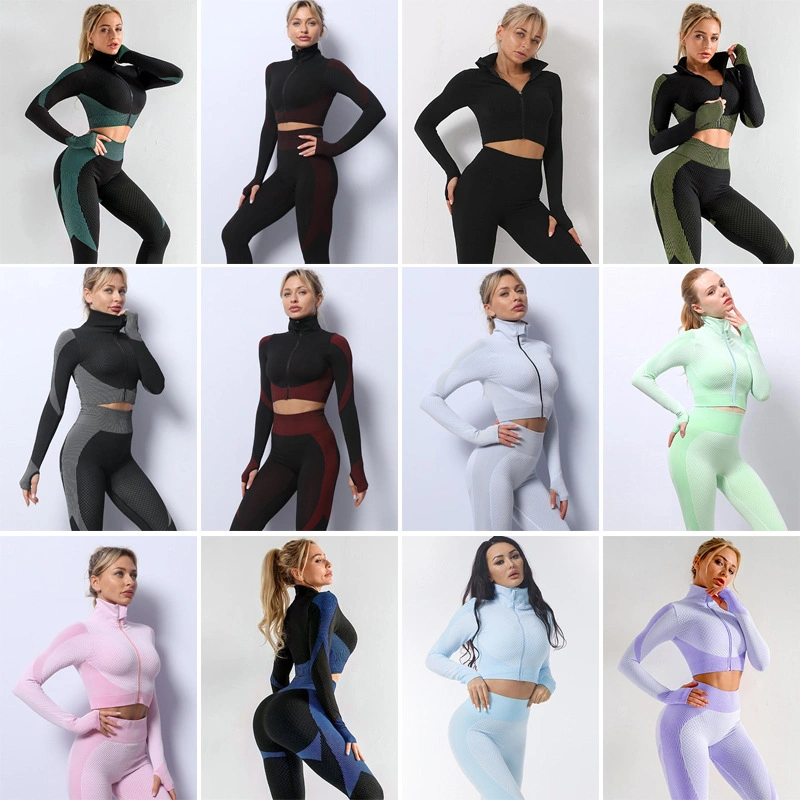 Women Sports Wear Fitness Top Long-Sleeved Clothing Yoga Suit